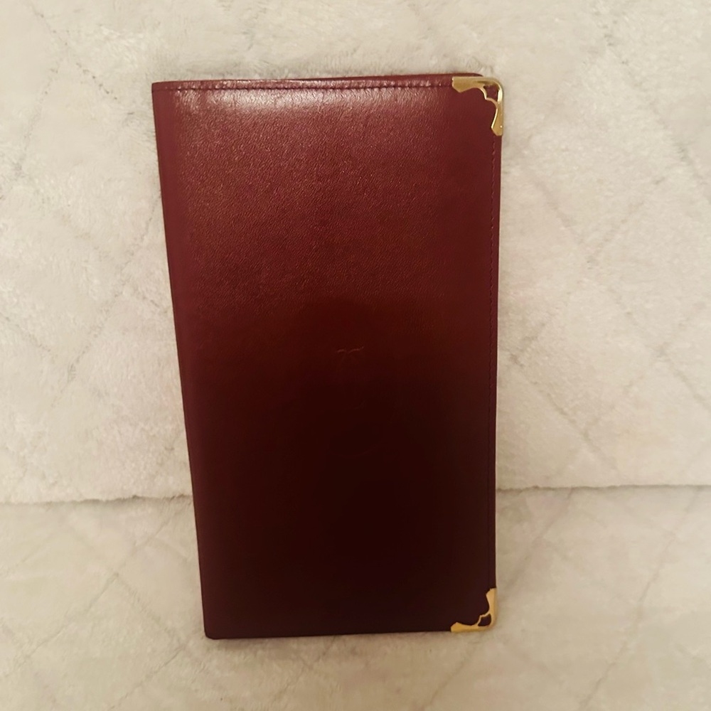 Cartier Burgundy Wallet with Gold Details